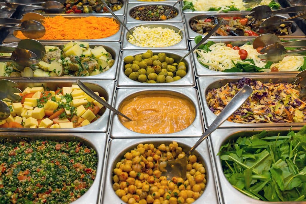Salad buffet in a restaurant